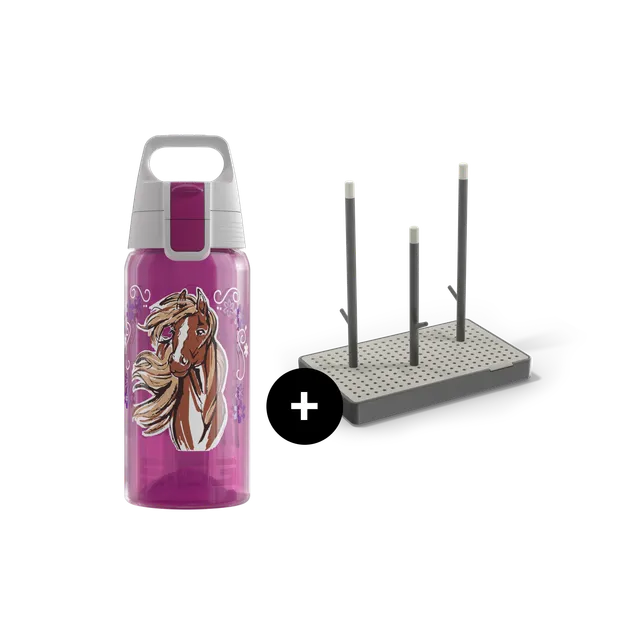 sigg-viva-one-everyday-set-botella-escurridor-horse-flower image 1