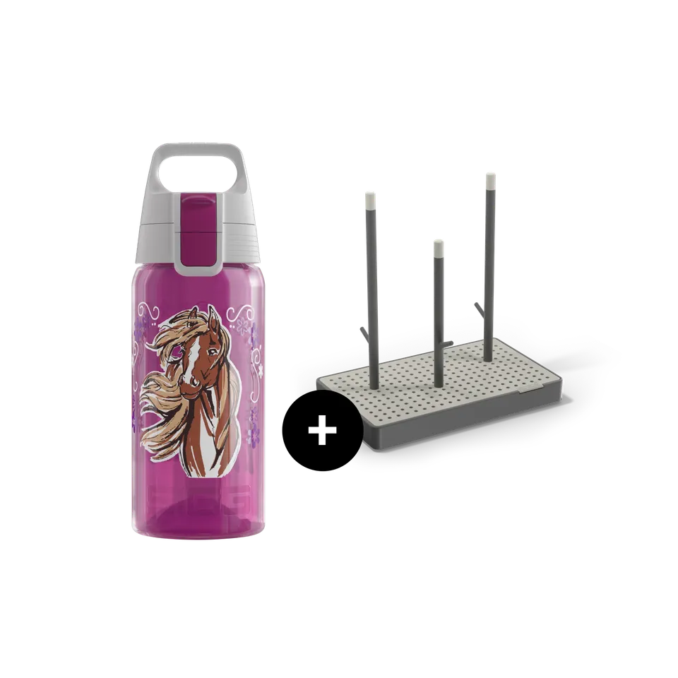 sigg-viva-one-everyday-set-botella-escurridor-horse-flower image 1