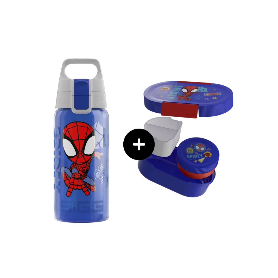 sigg-spidey-bundle-set-de-bebida-infantil-spiderman-con-botella-sigg-y-accesorio image 1