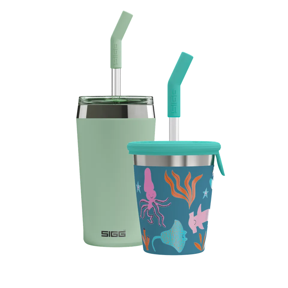 sigg-family-bundle-helia-pack-de-2-vasos-t-rmicos-helia-milky-green-kids-straw-c image 1