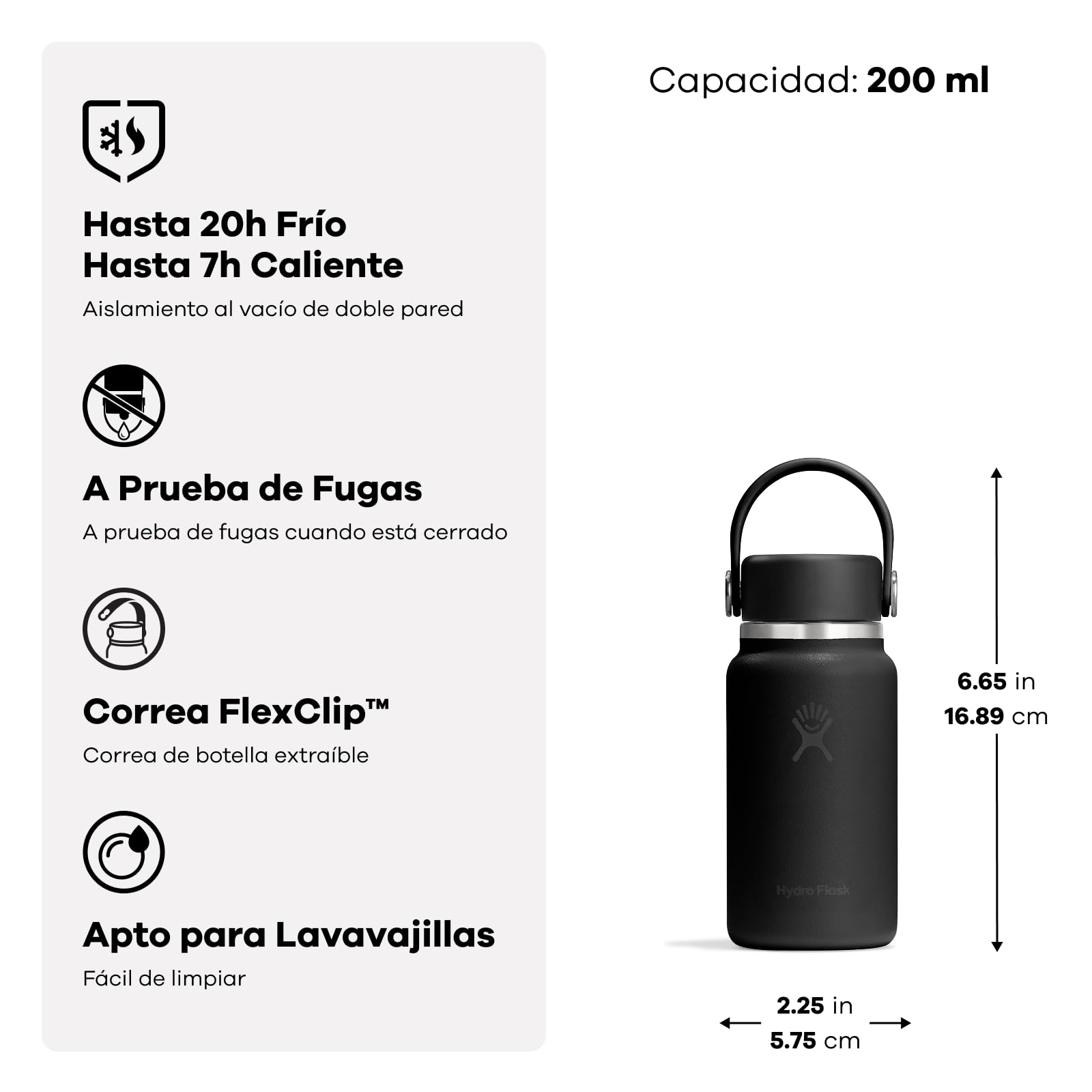 hydro-flask-micro-hydro-200-ml-6-7-oz-mini-botella-de-acero-inoxidable-con-aisla image 2
