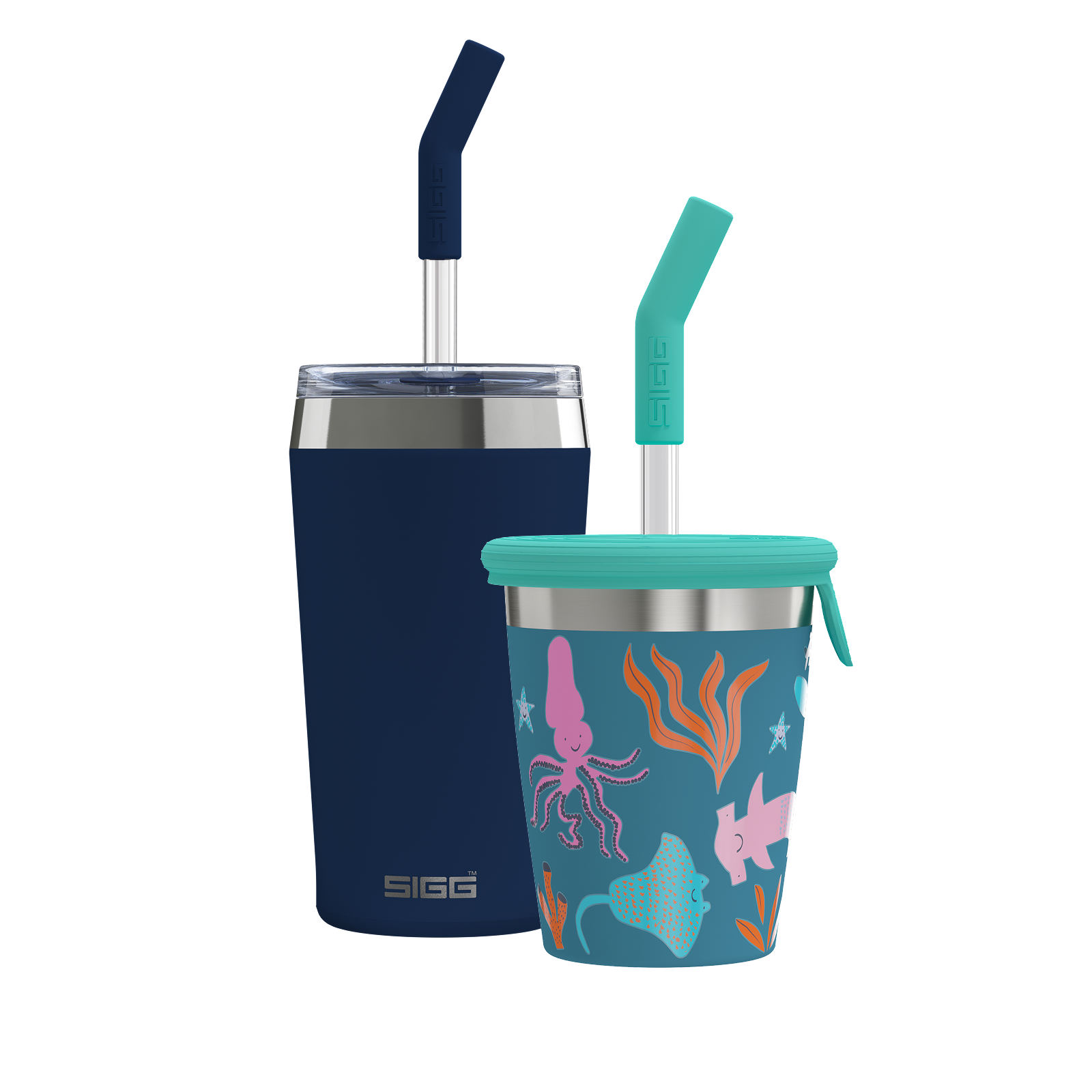 sigg-family-bundle-helia-night-ink-kids-straw-cup-blue-world-pack-familiar-de-va image 1