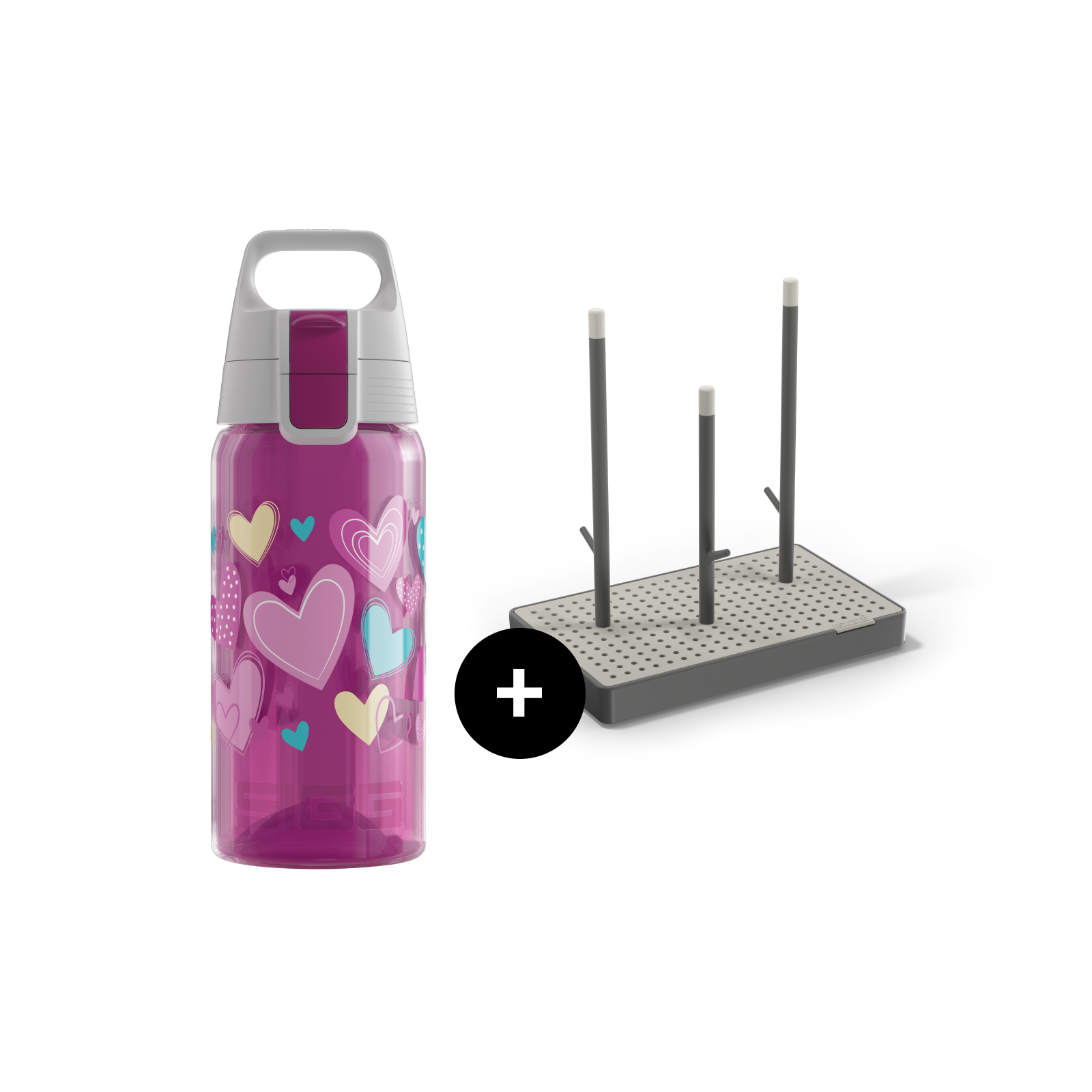sigg-viva-one-everyday-set-botella-escurridor-hearts image 1